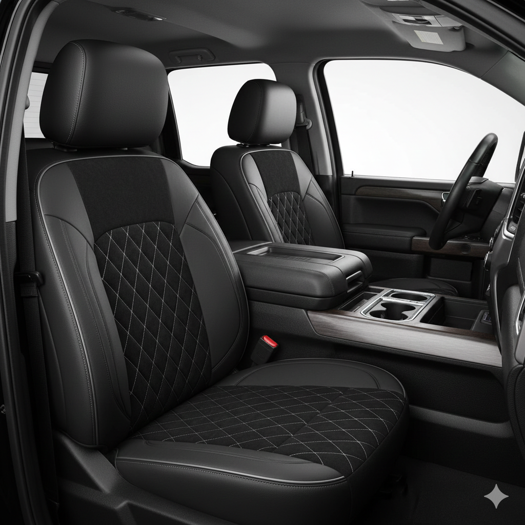 Leatherette seat cover with perforated Insert - Capped & Covered Leatherette seat cover with perforated Insert