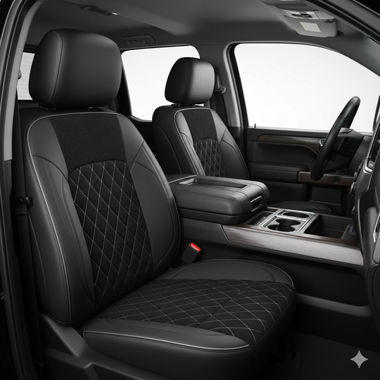 Leatherette seat cover with perforated Insert - Capped & Covered Leatherette seat cover with perforated Insert