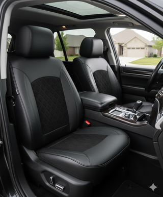 Leatherette seat cover with perforated Insert - Capped & Covered Leatherette seat cover with perforated Insert