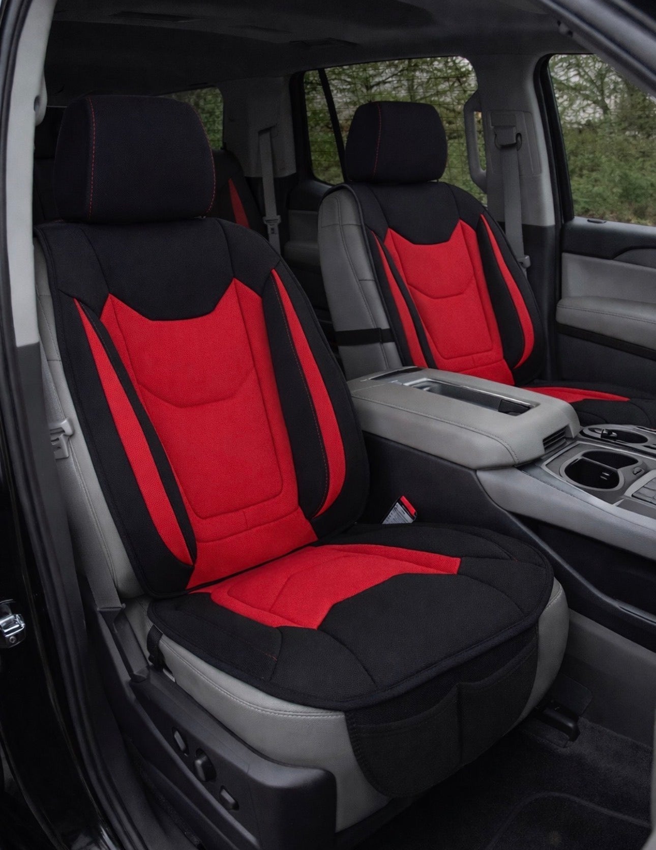 Neo-mesh easy fit seat cover with booster -Seat CoversFRONT BLACK/REDUniversal