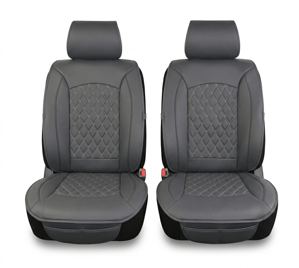 Leatherette easy fit seat cover with diamond Insert -Seat CoversCHARCOAL