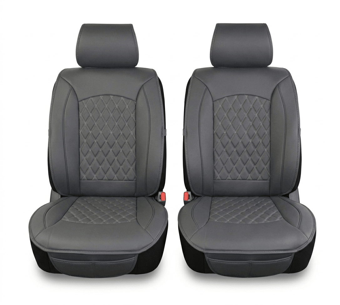 Leatherette easy fit seat cover with diamond Insert -Seat CoversCHARCOAL
