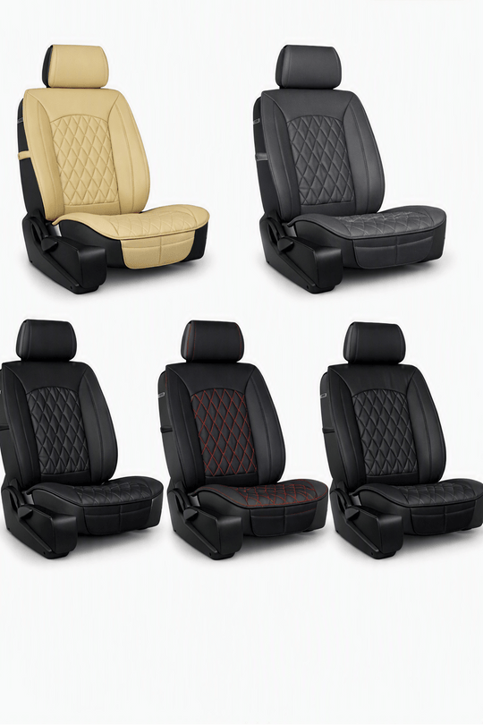 Leatherette easy fit seat cover with diamond Insert - Capped and CoveredLeatherette easy fit seat cover with diamond Insert