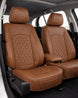 Leatherette car seat cover with diamond Insert -Seat Coversbucket lowback seats with adjustable headrestsFRONT SADDLE BROWN