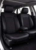 Leatherette car seat cover with diamond Insert -Seat Coversbucket lowback seats with adjustable headrestsFRONT BLACK/BLACK