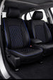Leatherette car seat cover with diamond Insert -Seat Coversbucket lowback seats with adjustable headrestsFRONT BLACK/BLUE