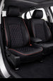 Leatherette car seat cover with diamond Insert -Seat Coversbucket lowback seats with adjustable headrestsFRONT BLACK/RED