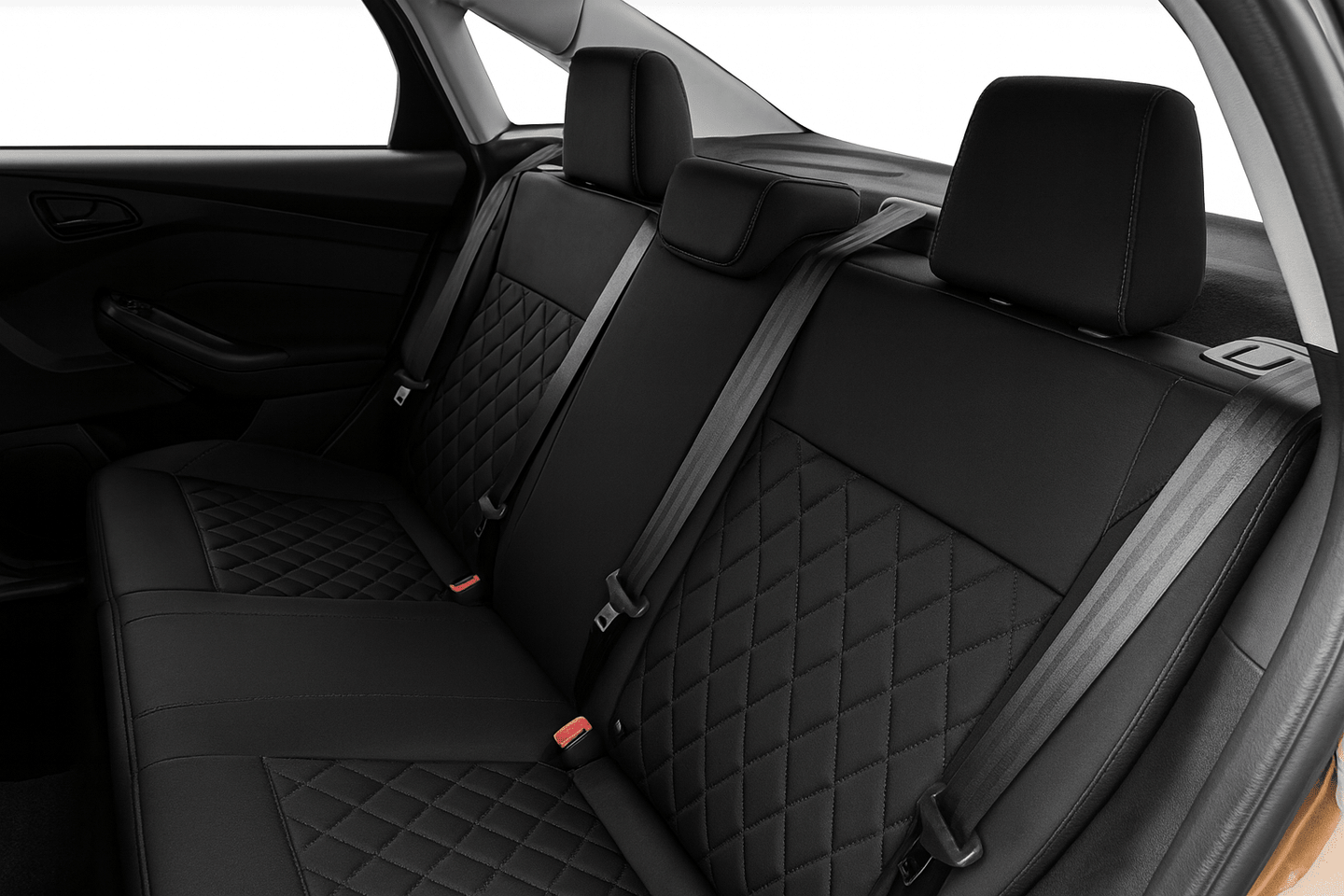 Leatherette car seat cover with diamond Insert -Seat Coversbucket lowback seats with adjustable headrestsREAR BLACK/BLACK