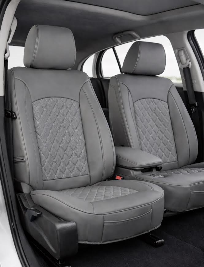 Leatherette car seat cover with diamond Insert -Seat Coversbucket lowback seats with adjustable headrestsFRONT CHARCOAL