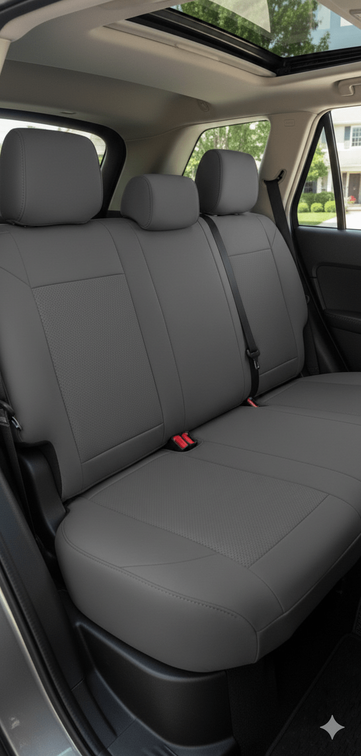 Leatherette Car Seat Cover with Breathable Inserts -Seat CoversREAR CHARCOAL