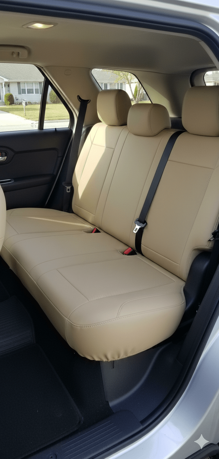 Leatherette Car Seat Cover with Breathable Inserts -Seat CoversREAR SAND