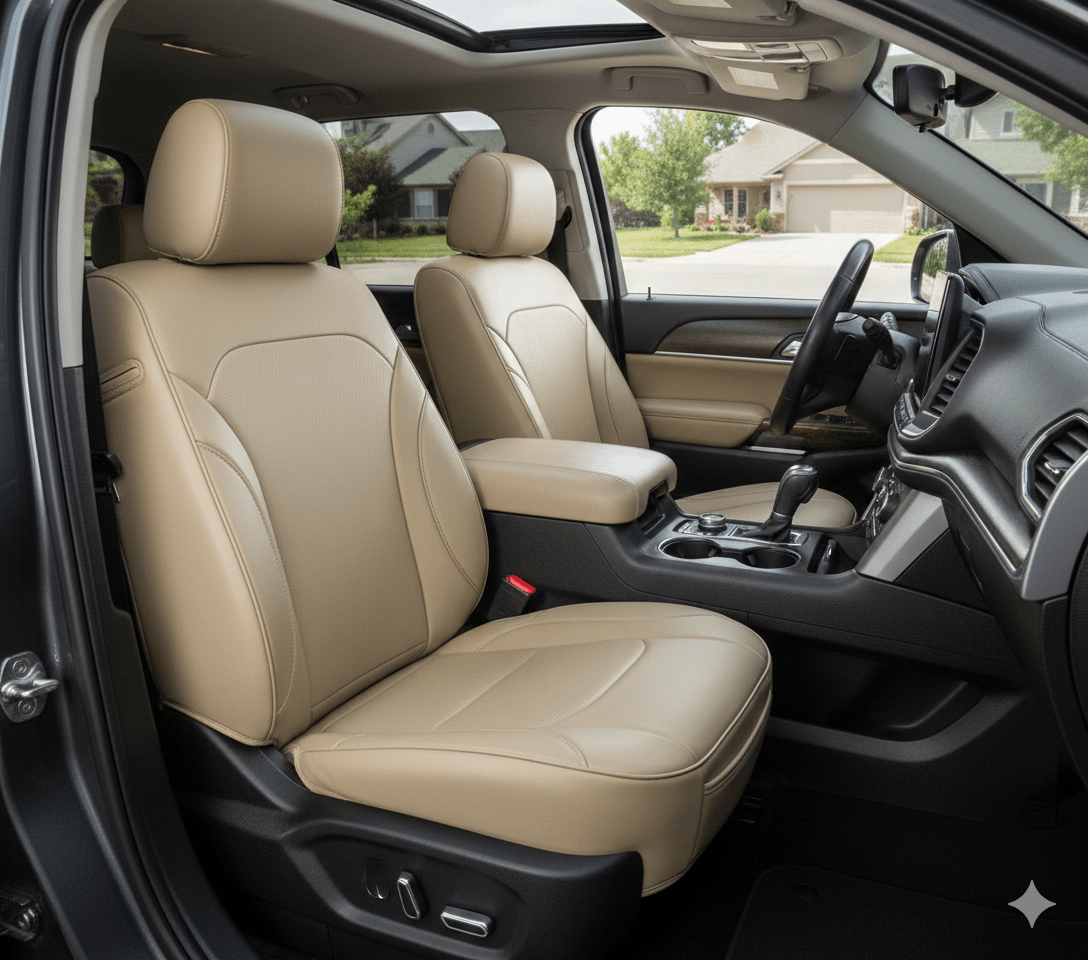 Leatherette Car Seat Cover with Breathable Inserts -Seat CoversFRONT SAND