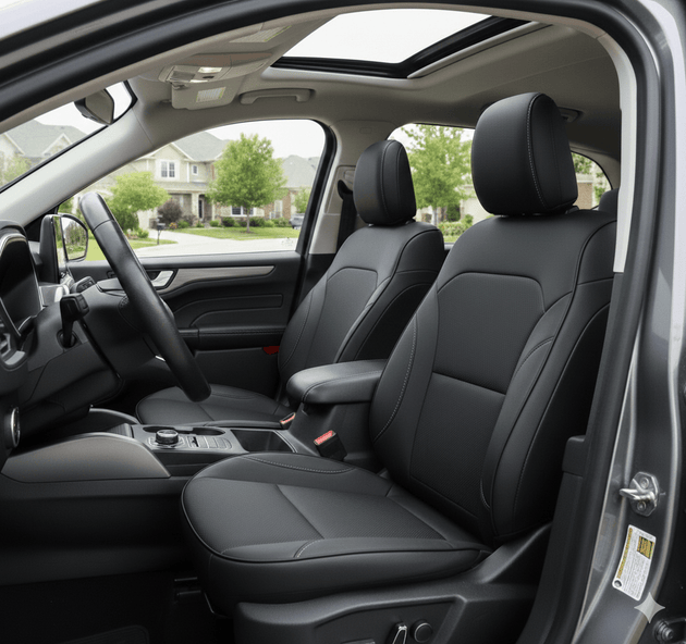 Leatherette Car Seat Cover with Breathable Inserts -Seat CoversFRONT BLACK/BLACK