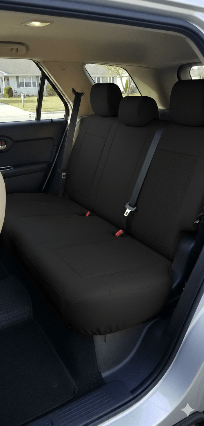 Leatherette seat cover with suede DIAMOND Insert (PAIR) -Seat CoversREAR BLACK NO SUEDE ALL LEATHERETTE