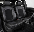 Leatherette Car Seat Cover with Suede Insert (PAIR) -Seat CoversFRONT BLACK/BLACK