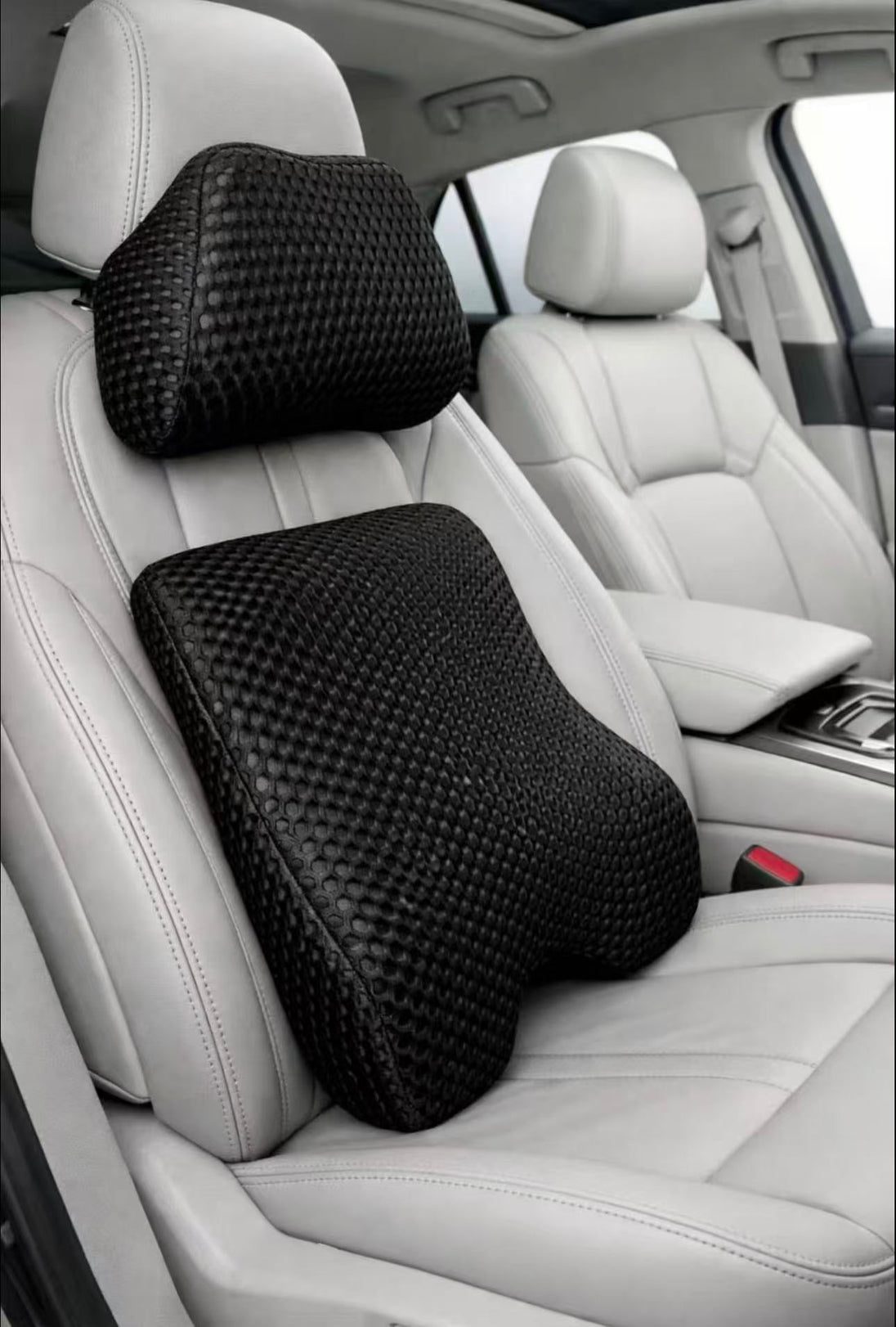 Ergo-Glide Mesh Back Support with Adjustable Headrest -Seat CoversBLACK(BACKREST)