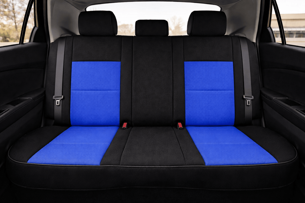 Neo-Mesh seat cover with memory foam booster Insert -Seat CoversREAR BLACK AND BLUE