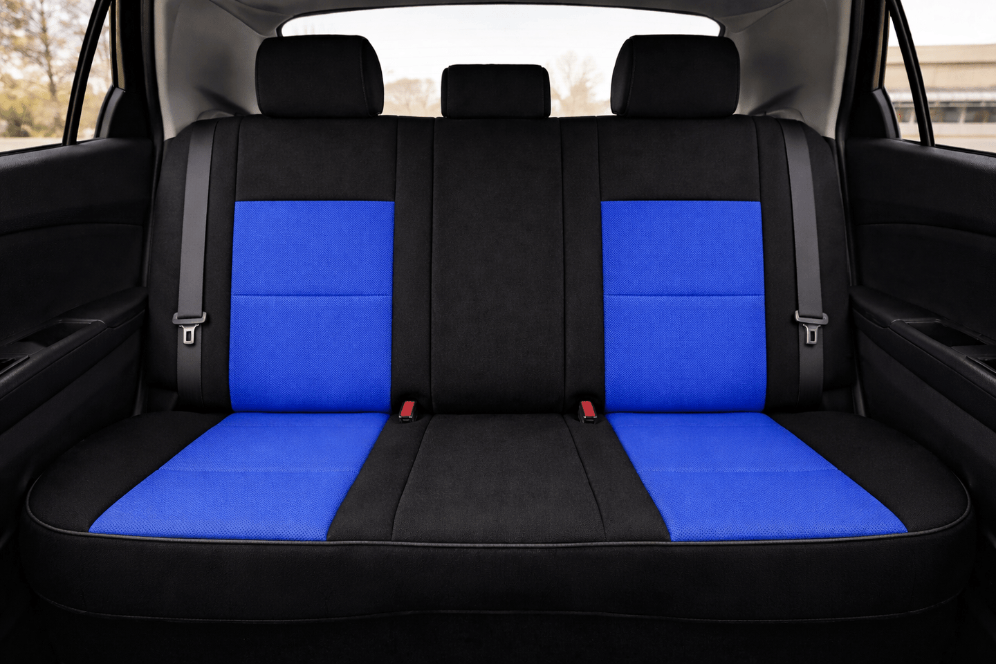 Neo-Mesh seat cover with memory foam booster Insert -Seat CoversREAR BLACK AND BLUE