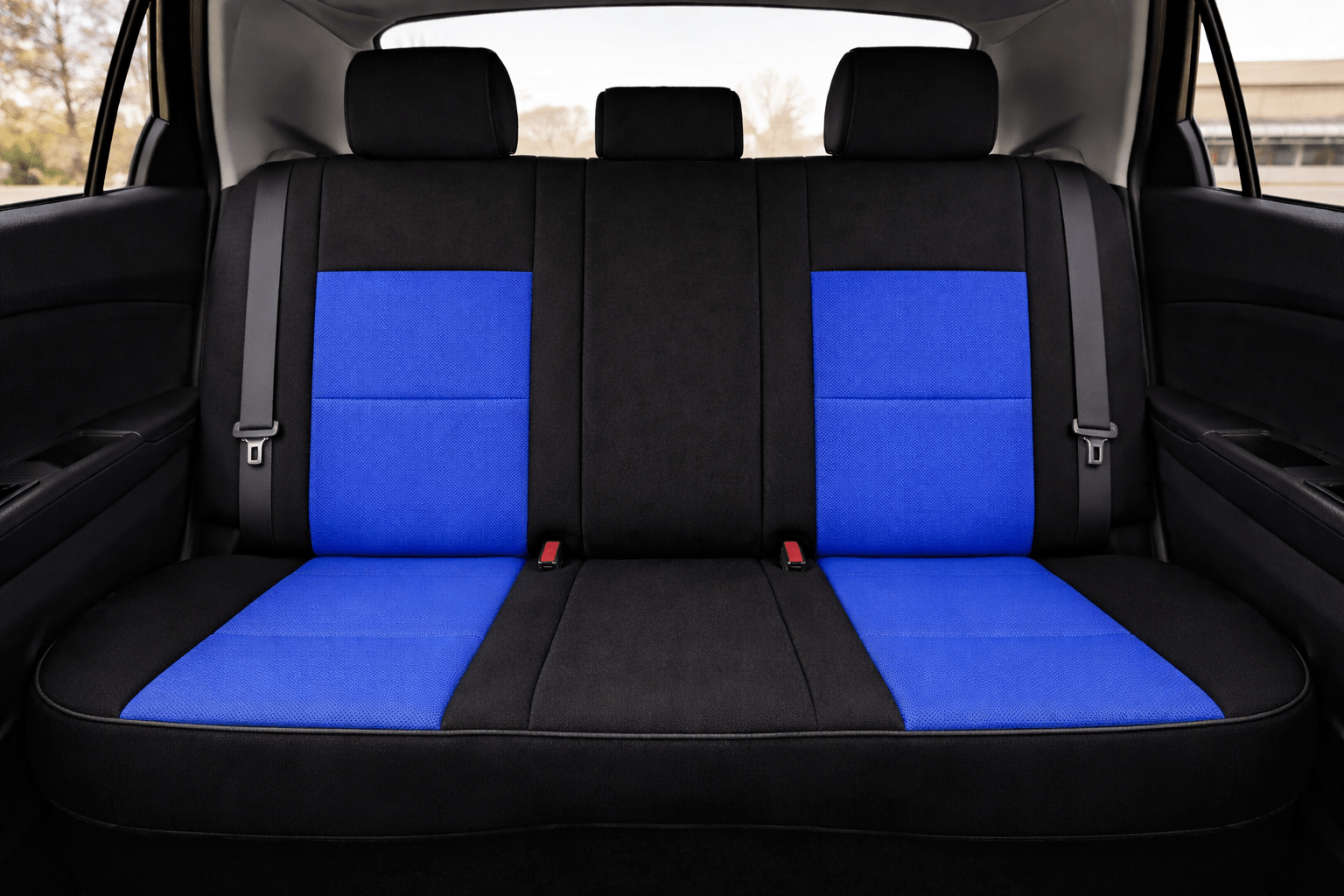 Neo-Mesh seat cover with memory foam booster Insert -Seat CoversREAR BLACK AND BLUE