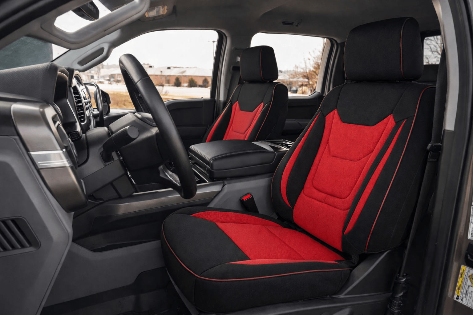 Neo-Mesh seat cover with memory foam booster Insert -Seat CoversFRONT BLACK/RED