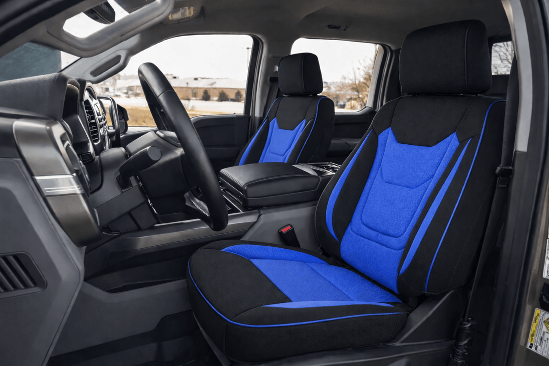 Neo-Mesh seat cover with memory foam booster Insert -Seat CoversFRONT BLACK/BLUE
