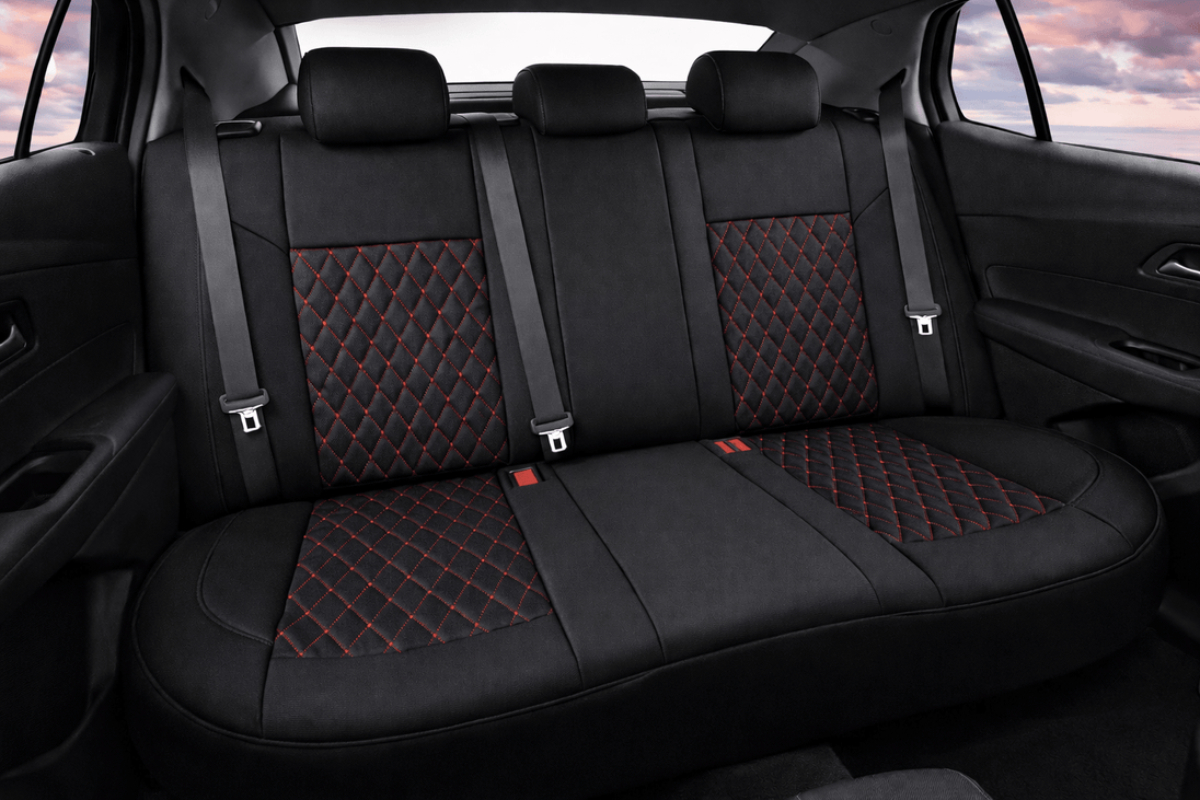Neoprene seat cover with diamond Insert -Seat CoversREAR BLACK WITH RED STITCH