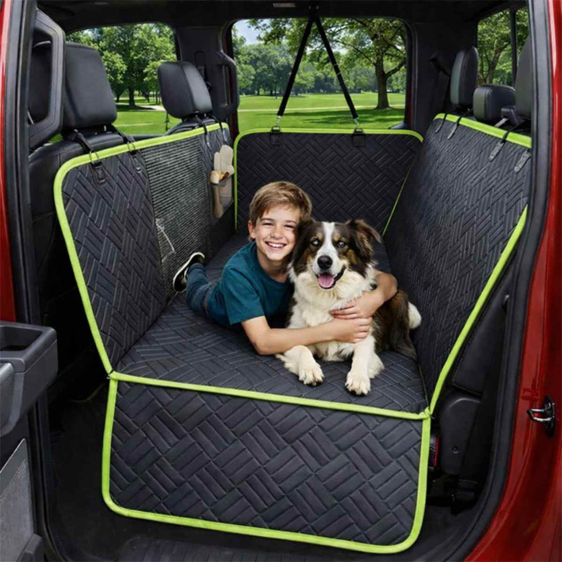 Waterproof Dog Back Seat Hammock with Hard Bottom - Capped and CoveredWaterproof Dog Back Seat Hammock with Hard Bottom