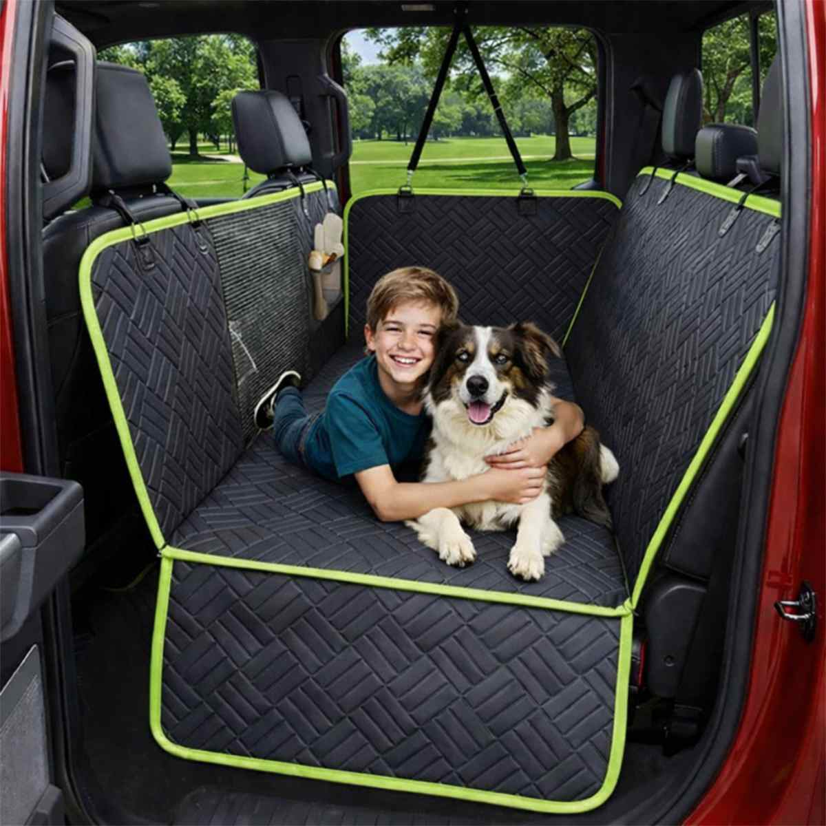Waterproof Dog Back Seat Hammock with Hard Bottom - Capped and CoveredWaterproof Dog Back Seat Hammock with Hard Bottom